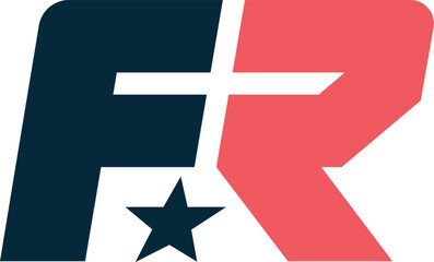 Obraz premium FR modern monogram logo. Modern FR letters and a star design. FR Star Monogram logo.