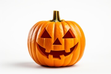 Pumpkin on a light white background. Halloween concept. Background with selective focus and copy space