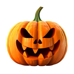 Scary Halloween Pumpkin Isolated on Transparent Background