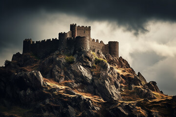 Perched on a hill, an enduring fortress stands resilient through time and the elements, mirroring...