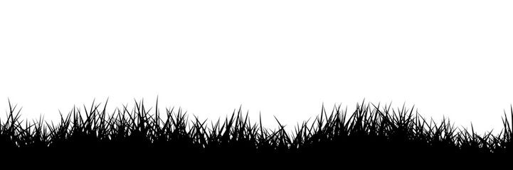 Naklejka premium Black border silhouette uneven grass repeat. Vector