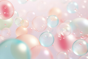 Pastel-hued bubbles floating on a soft-colored surface, forming a playful love background Generative AI