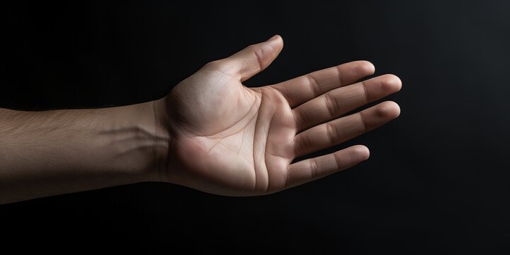 Human hand on dark background