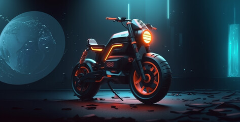 motorcycle on the street. Generative Ai content