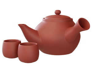 3d rendering asian tea set