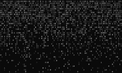 Binary computer code. Cyber background constructed with numbers one and zero. Abstract visualization of programming. Vector illustration.