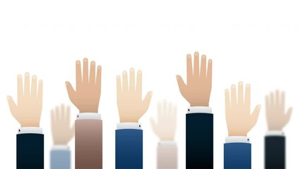 Animation of a Group of People hand raised up in the air, alpha channel included.