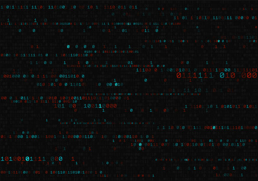 Binary computer code. Cyber background constructed with numbers one and zero. Abstract visualization of programming. Vector illustration.