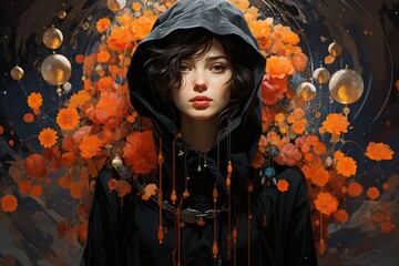 Portrait of a woman with colorful background