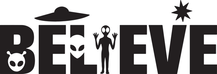 Alien Believe Vector Word