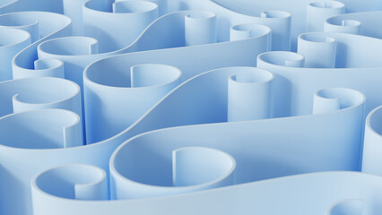 Fototapeta premium Navigate the Enigmatic: Blue Rounded Maze 3D Background Artistic Complexity, 3D render