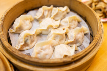 Traditional Chinese steamed meat dumpling basket