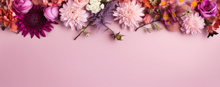 composition of flowers from run ulcus chrysanthemum. Generative AI