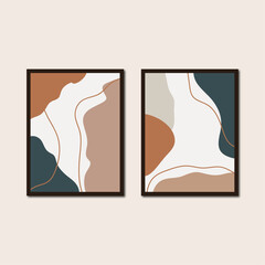 Vector illustration of minimal abstract line art for wall frame design.
