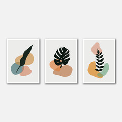 Vector set of Abstract minimal botanical plant for wall frame design.
