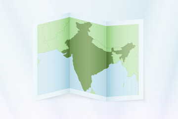 India map, folded paper with India map.