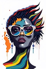 Beautiful woman with sunglasses. AI generated illustration