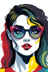 Beautiful woman with sunglasses. AI generated illustration