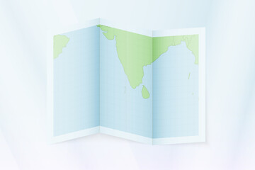 Maldives map, folded paper with Maldives map.