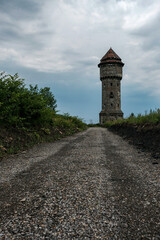 view on an abandoned water tower in former Uthemann ironwork