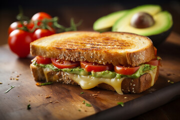 Grilled cheese sandwich on whole grain avocado bread.  