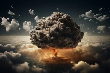 Fotobehang the globe in clouds of smoke from the ongoing war. Generative AI © xartproduction