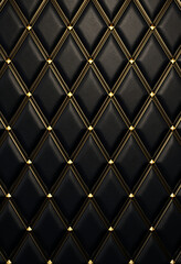 Black leather background with gold details in a small rhombus
