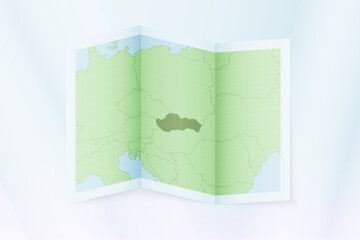 Slovakia map, folded paper with Slovakia map.