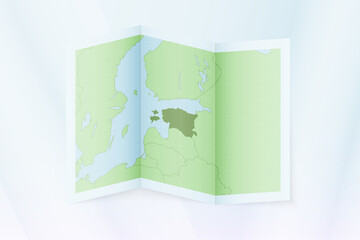 Estonia map, folded paper with Estonia map.