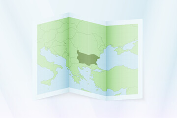 Bulgaria map, folded paper with Bulgaria map.