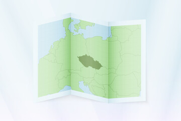 Czech Republic map, folded paper with Czech Republic map.