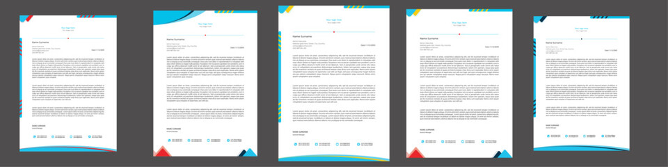 Clean simple  professional corporate company business letterhead template design with color variation bundle.Abstract Corporate Business Style Letterhead Design Vector Template For Your Project. 
