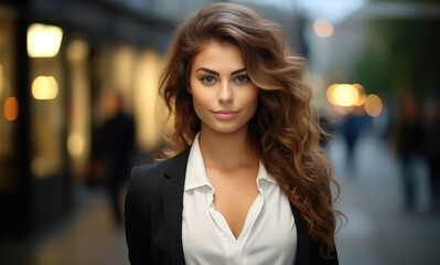 Obraz premium Beautiful Business executive woman at street.