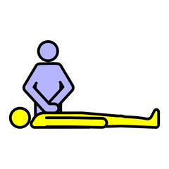 a person giving CPR to another person icon