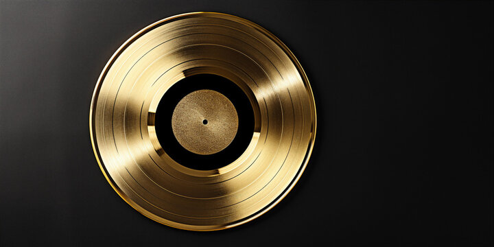 top flatlay view of a clean gold vinyl record.  