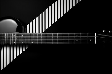 Top flat view of electric guitar with clean straight lines. Generative AI