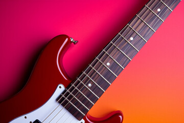 Top flat view of electric guitar with clean straight lines. Generative AI