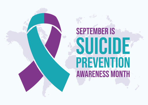 September is Suicide Prevention Awareness Month vector illustration. Purple and teal awareness ribbon icon vector. Mental health symbol. Important day