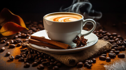 International coffee day coffee banner cup of coffee close up