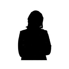 silhouette of excited young business person doing work