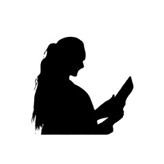 silhouette of excited young business person doing work