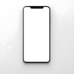 white smart phone mockup with white screen and white background.