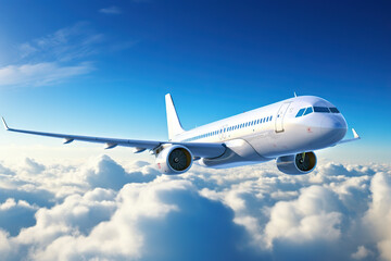 Fototapeta na wymiar Passenger Airplane Soaring Amidst Daytime Cloudscape. created with Generative AI