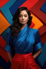 Elegant Woman in a Blue Dress. A fictional character created by Generated AI