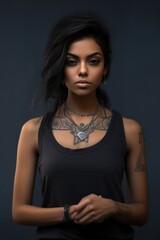 Naklejka premium Ethereal beauty with tattoos. A fictional character created by Generated AI