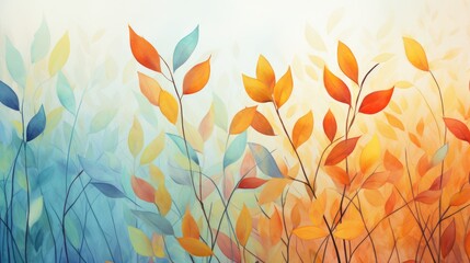Fototapeta na wymiar Watercolor Leaves Background