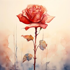 A painting of a red rose illustration