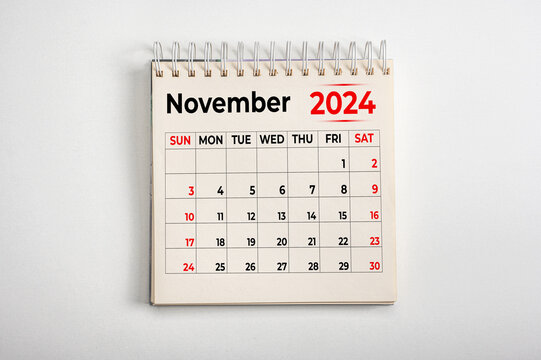 November 2024. One page of annual business monthly calendar on white background. reminder, business planning, appointment meeting and event