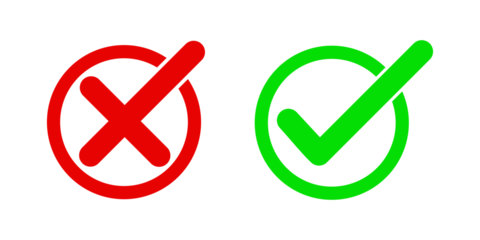 green tick and red cross