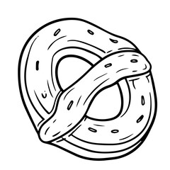 Pretzel in simple doodle style. Vector illustration